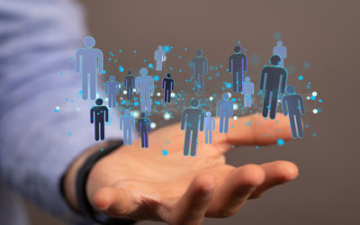 hand holding digitized people peo employee concept